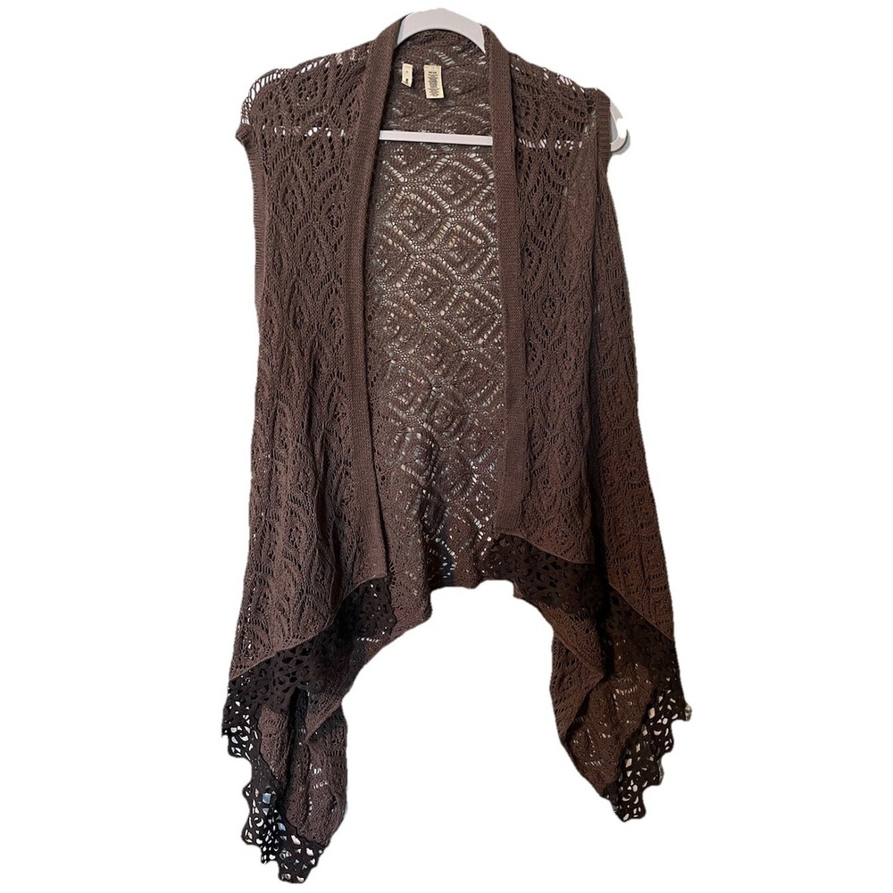MOTH WOMENS KNIT OPEN FRONT CARDIGAN ONE SIZE BROWN CASCADE‎